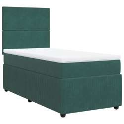 Sommier à lattes de lit avec matelas Vert foncé 100x200 cm 