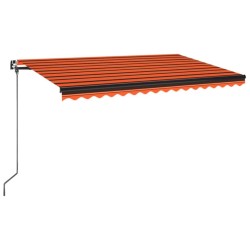 Auvent manuel rétractable avec LED 450x350 cm Orange et marron 