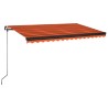 Auvent manuel rétractable avec LED 450x350 cm Orange et marron 