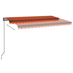 Auvent manuel rétractable avec LED 450x350 cm Orange et marron 