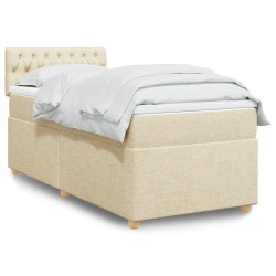 Sommier à lattes de lit et matelas Crème 90x190 cm Tissu 