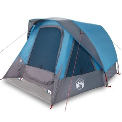 Tente de camping de cabine 4 personnes bleu imperméable 