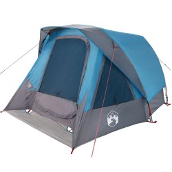 Tente de camping de cabine 4 personnes bleu imperméable 