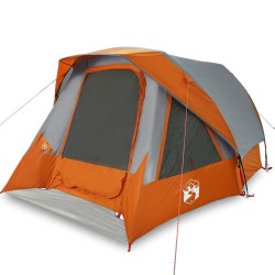 Tente de camping de cabine 4 personnes gris orange imperméable 