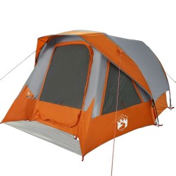 Tente de camping de cabine 4 personnes gris orange imperméable 
