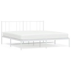 Cadre de lit métal sans matelas et tête de lit blanc 183x213 cm 