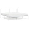 Cadre de lit métal sans matelas et tête de lit blanc 183x213 cm 