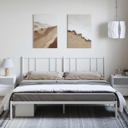 Cadre de lit métal sans matelas et tête de lit blanc 183x213 cm 