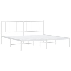 Cadre de lit métal sans matelas et tête de lit blanc 183x213 cm 