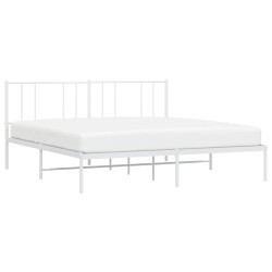 Cadre de lit métal sans matelas et tête de lit blanc 183x213 cm 