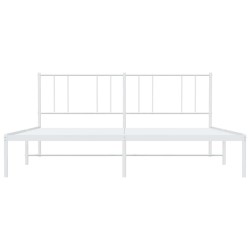 Cadre de lit métal sans matelas et tête de lit blanc 183x213 cm 