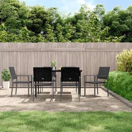 Ensemble à manger de jardin 7 pcs résine tressée acier 