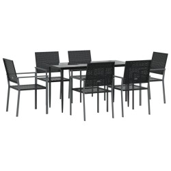 Ensemble à manger de jardin 7 pcs résine tressée acier 