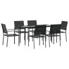 Ensemble à manger de jardin 7 pcs résine tressée acier 