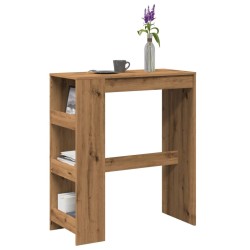Table de bar avec étagères chêne artisanal bois d'ingénierie 