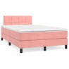 Sommier à lattes de lit avec matelas rose 120x190 cm velours 