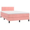 Sommier à lattes de lit avec matelas rose 120x190 cm velours 