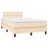 Sommier à lattes de lit avec matelas crème 120x190 cm tissu 