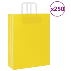 Sacs en papier 250 pcs avec poignées jaune 32x12x42 cm 