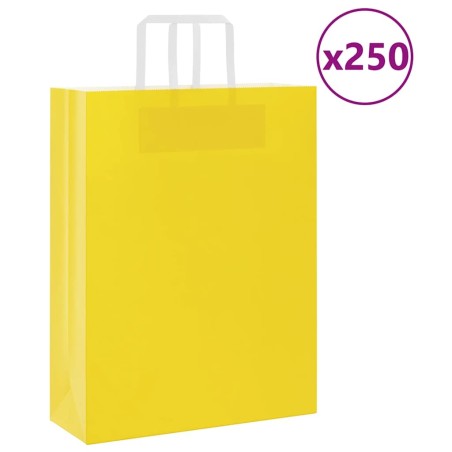 Sacs en papier 250 pcs avec poignées jaune 32x12x42 cm 