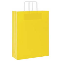 Sacs en papier 250 pcs avec poignées jaune 32x12x42 cm 