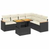 Salon de jardin 7 pcs avec coussins noir résine tressée 