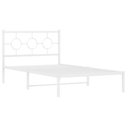 Cadre de lit métal sans matelas et tête de lit blanc 107x203 cm 