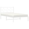 Cadre de lit métal sans matelas et tête de lit blanc 107x203 cm 