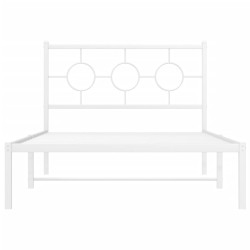 Cadre de lit métal sans matelas et tête de lit blanc 107x203 cm 