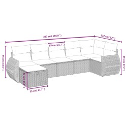 Salon de jardin 7 pcs avec coussins noir résine tressée 