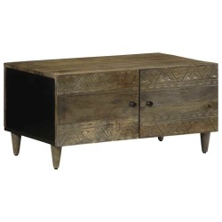 Table basse gris clair 80x50x40 cm bois de manguier massif 