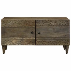 Table basse gris clair 80x50x40 cm bois de manguier massif 