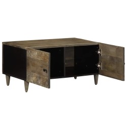 Table basse gris clair 80x50x40 cm bois de manguier massif 
