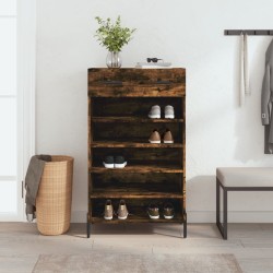 Armoire à chaussures chêne fumé 60x35x105 cm bois d'ingénierie 