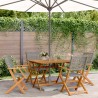Ensemble à manger de jardin 5 pcs résine tressée et bois massif 