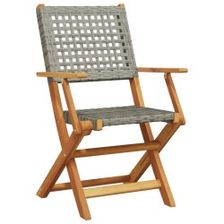 Ensemble à manger de jardin 5 pcs résine tressée et bois massif 