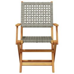 Ensemble à manger de jardin 5 pcs résine tressée et bois massif 