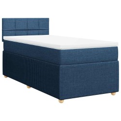 Sommier à lattes de lit avec matelas Bleu 100x200 cm Tissu 