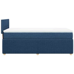 Sommier à lattes de lit avec matelas Bleu 100x200 cm Tissu 
