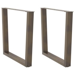 Pieds de table à manger en forme de V, 2 pièces, acier naturel, 90 x (72-73,3) cm 