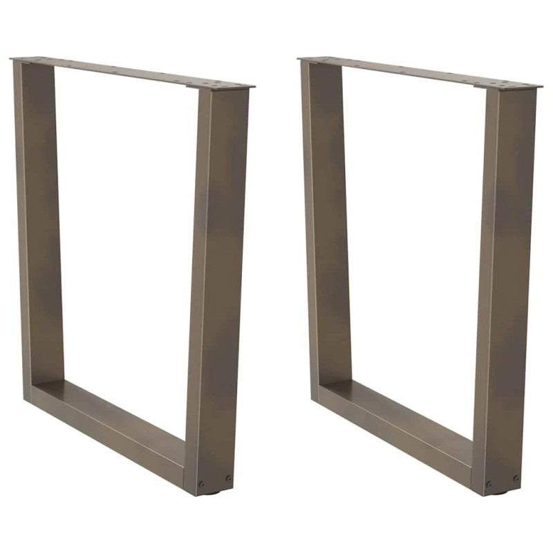 Pieds de table à manger en forme de V, 2 pièces, acier naturel, 90 x (72-73,3) cm 