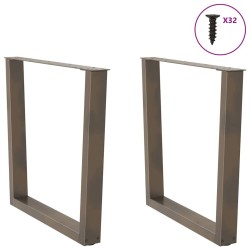 Pieds de table à manger en forme de V, 2 pièces, acier naturel, 90 x (72-73,3) cm 