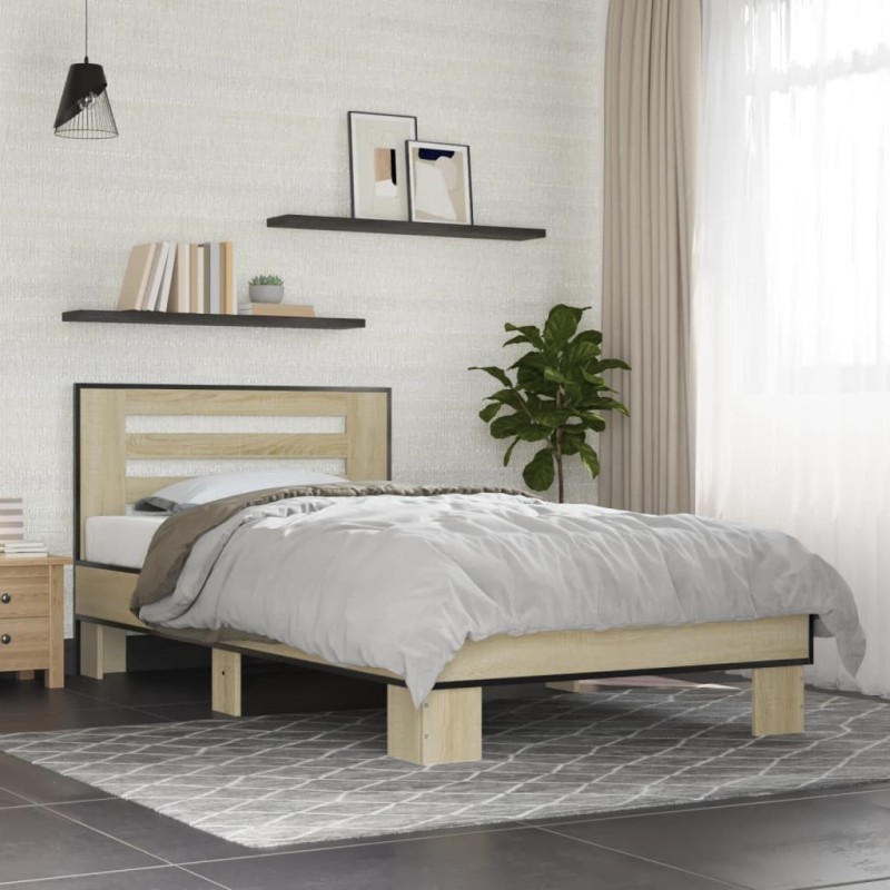 Cadre de lit sans matelas chêne sonoma 75x190 cm 