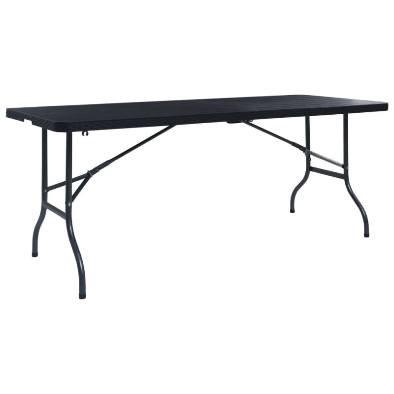 Table pliable de jardin Noir 180x75x72 cm PEHD Imitation rotin Table pliable de jardin Noir 180x75x72 cm PEHD Imitation rotin