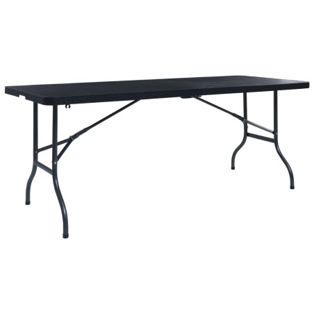 Table pliable de jardin Noir 180x75x72 cm PEHD Imitation rotin 
