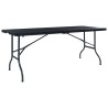 Table pliable de jardin Noir 180x75x72 cm PEHD Imitation rotin 