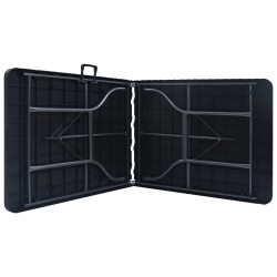 Table pliable de jardin Noir 180x75x72 cm PEHD Imitation rotin 