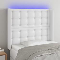 Tête de lit à LED Blanc 93x16x118/128 cm Similicuir 