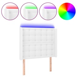 Tête de lit à LED Blanc 93x16x118/128 cm Similicuir 