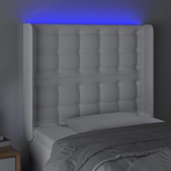 Tête de lit à LED Blanc 93x16x118/128 cm Similicuir 